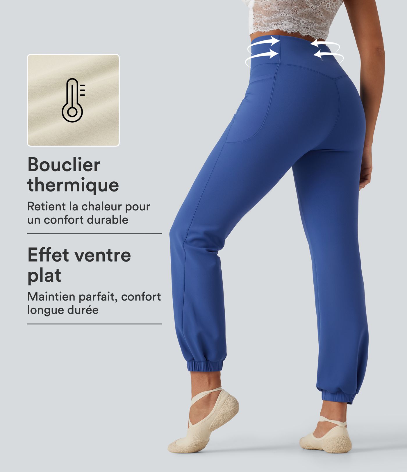 Jogging de danse coupe ballon taille haute gainant doublé polaire avec poches