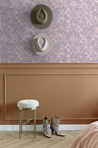 ESTAhome papier peint fleurs vintage de style art nouveau lilas violet 50 x 900 cm