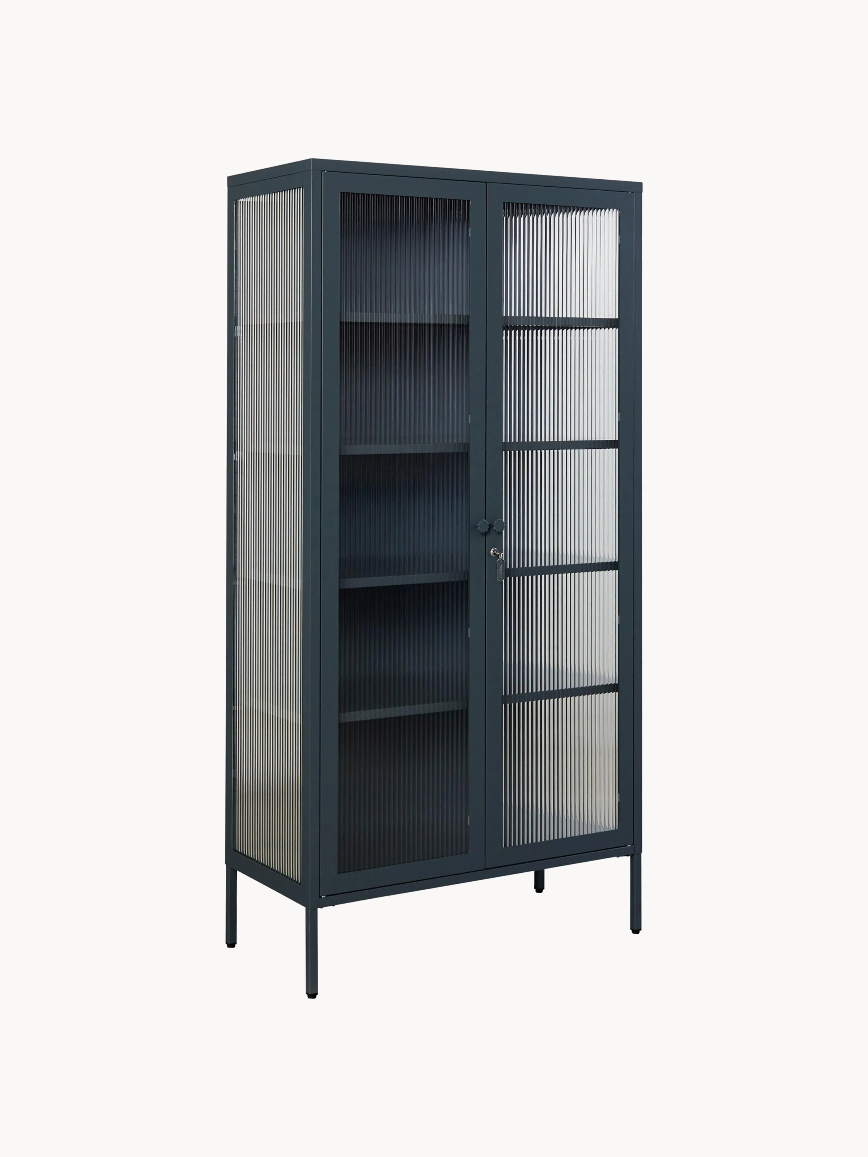 Metall-Vitrine The Collector mit geriffeltem Glas