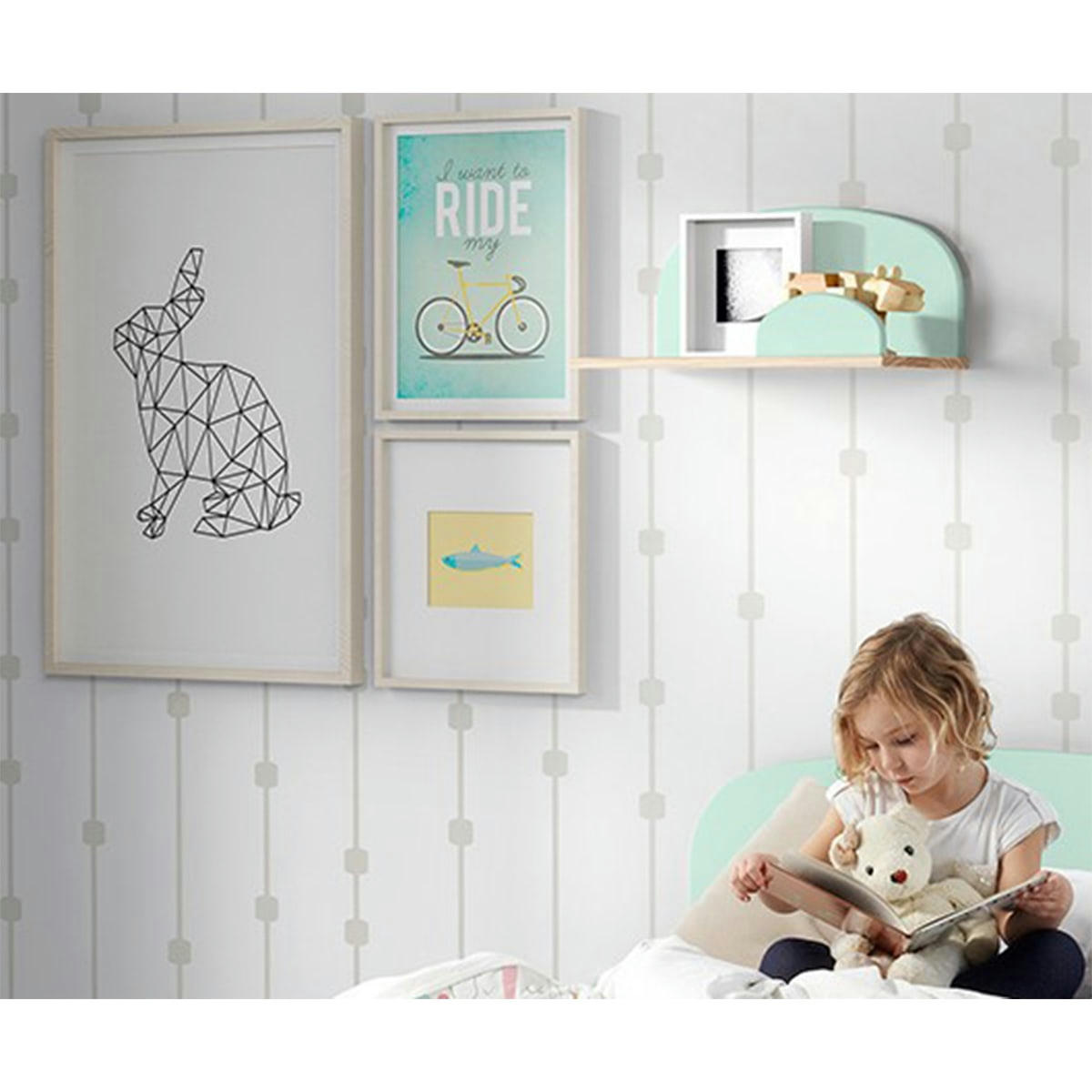 KIDDY - Étagère murale 45 cm vert menthe