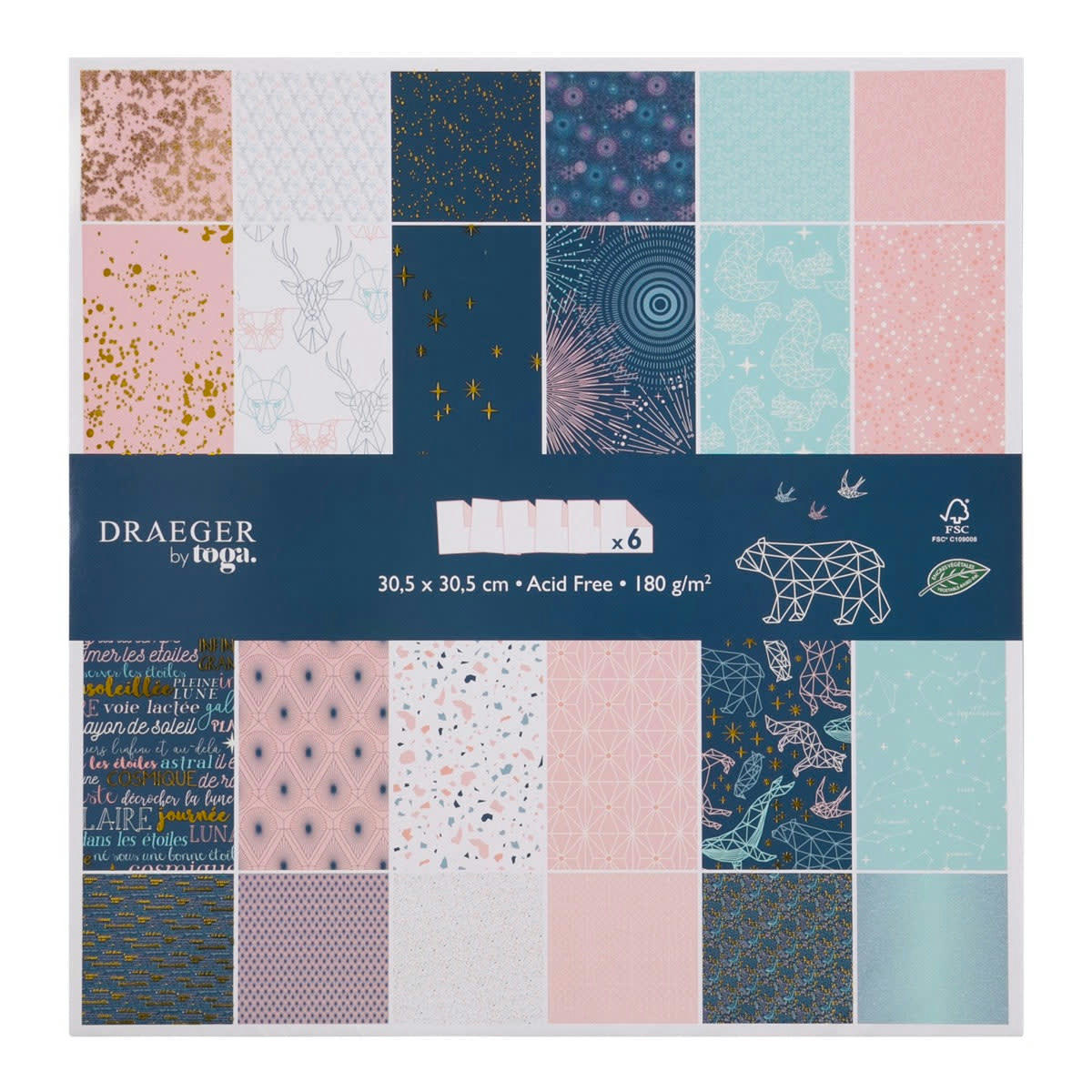 - Lot de 6 feuilles papiers Imprimés Constellations