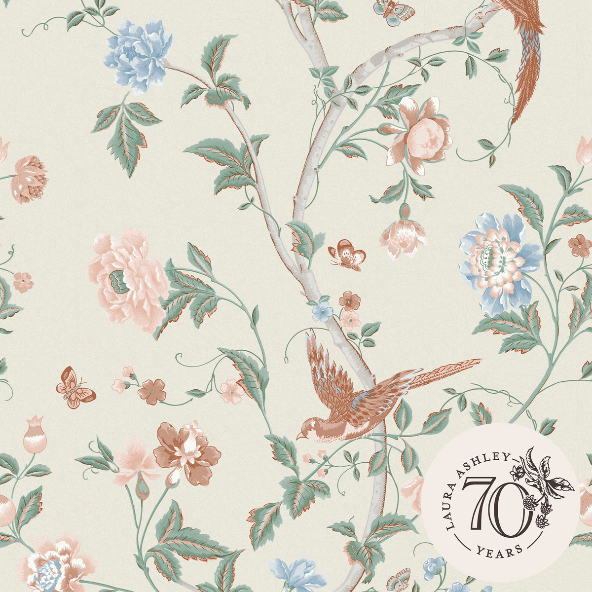 Laura Ashley Vliesbehang - Summer Palace Sage Apricot 10mx52cm
