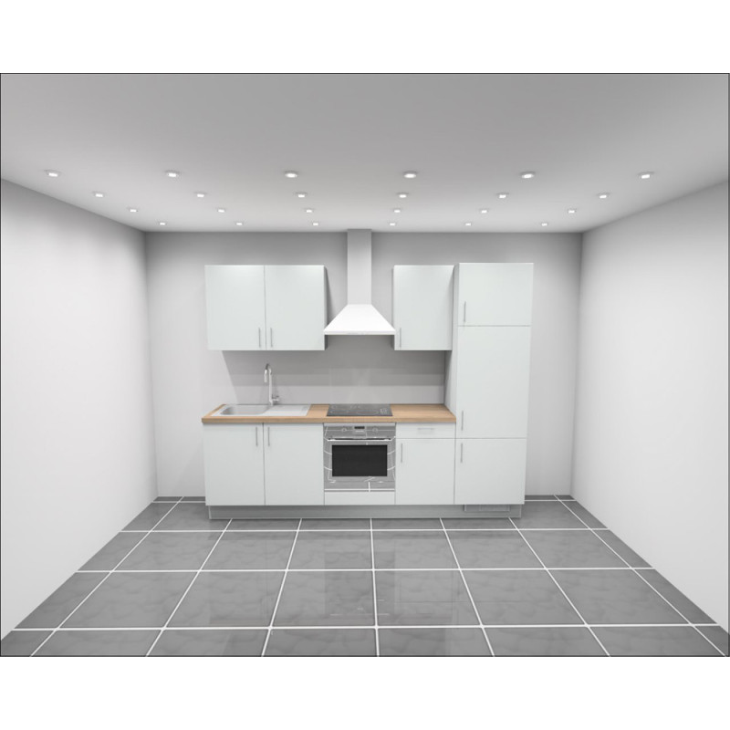 Bloc cuisine blanc alpin droit 270 cm K-LITA