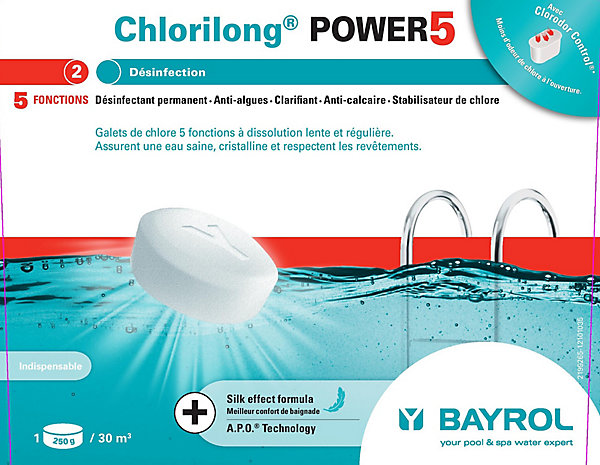 Chlore galets Chlorilong Power 5 Bayrol 5 kg