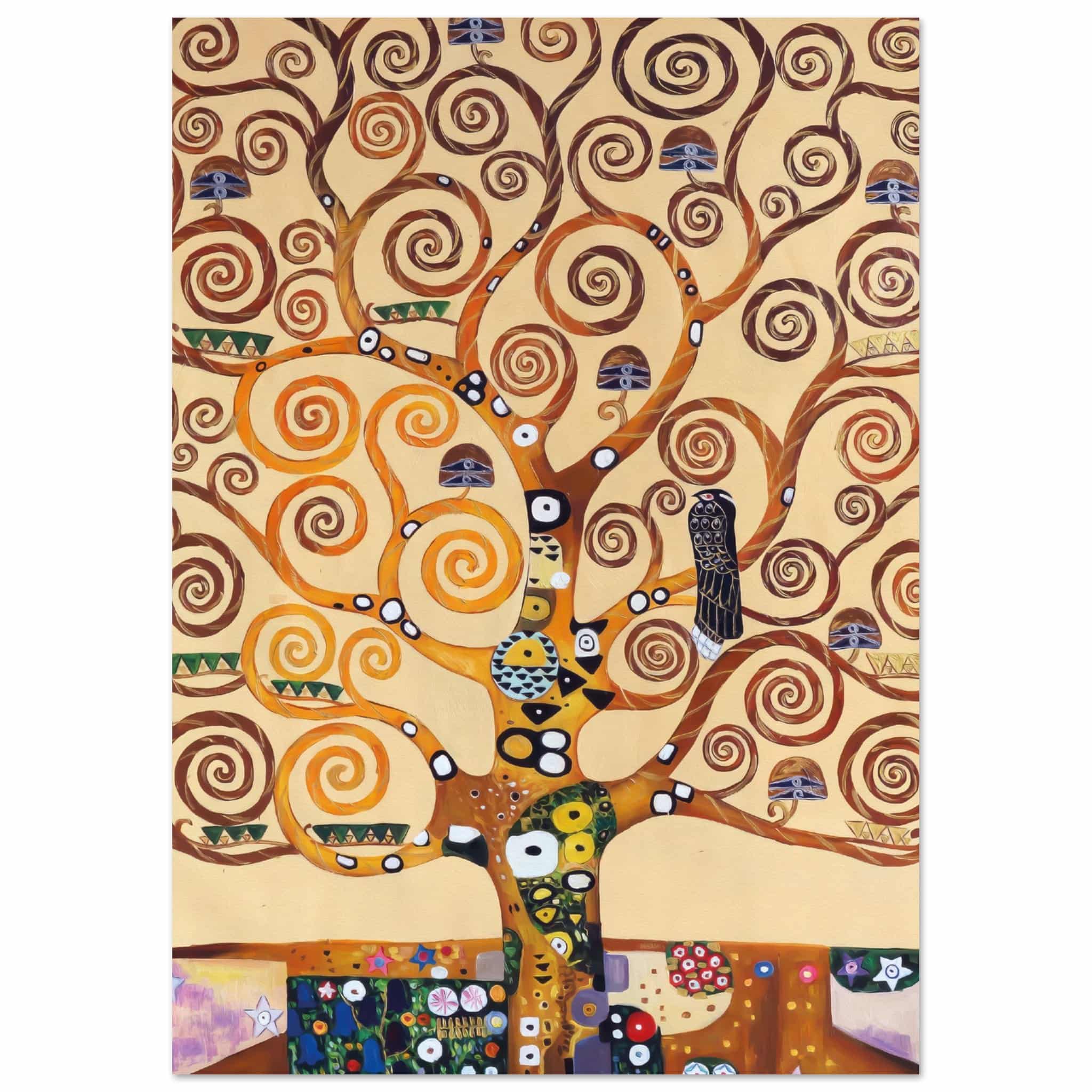 Artfulprints Poster Gustav Klimt - Tree of life  - A4 21x29.7 cm - Geel