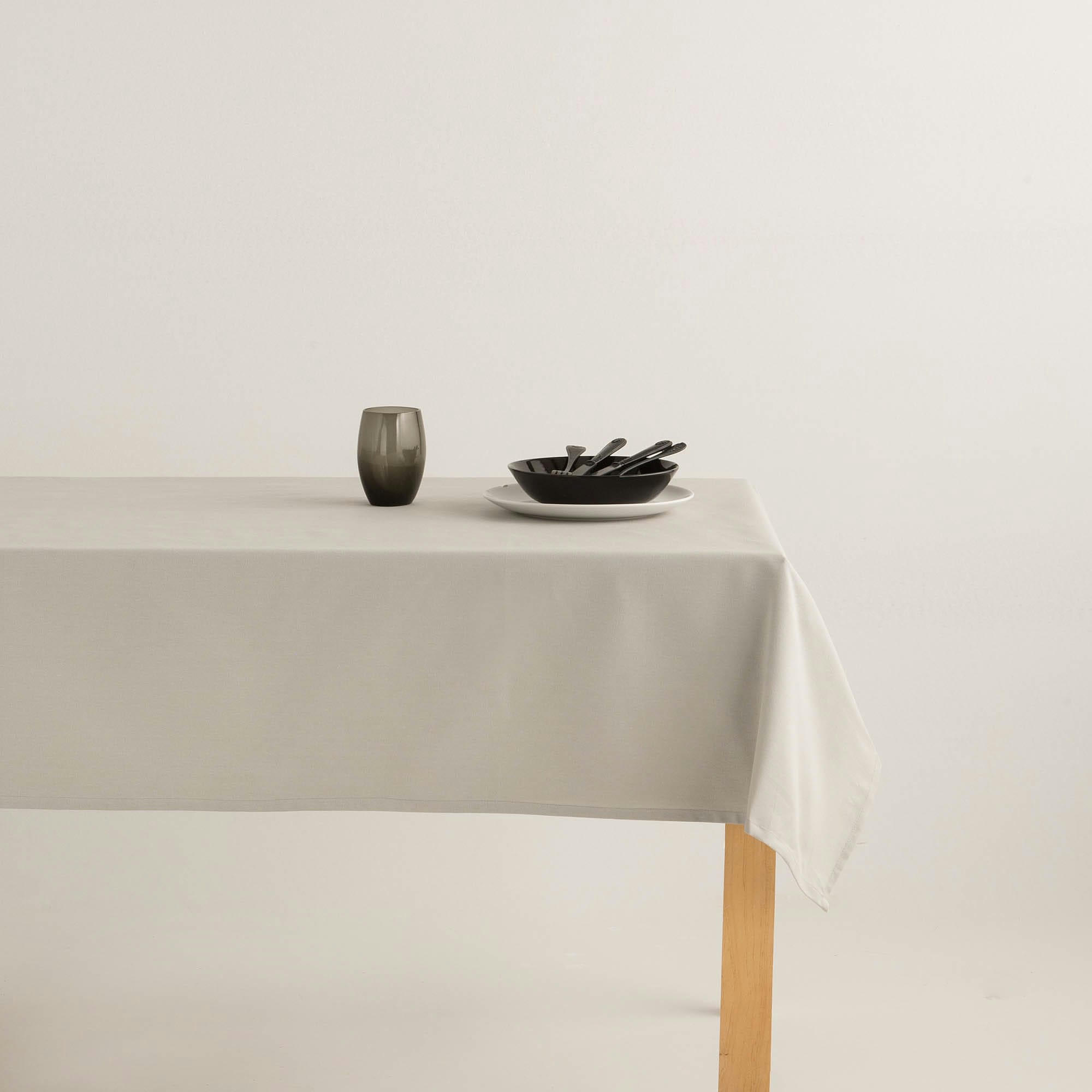 KAHU PERLA - Nappe en coton biologique gris avec anti-taches 140x300 cm