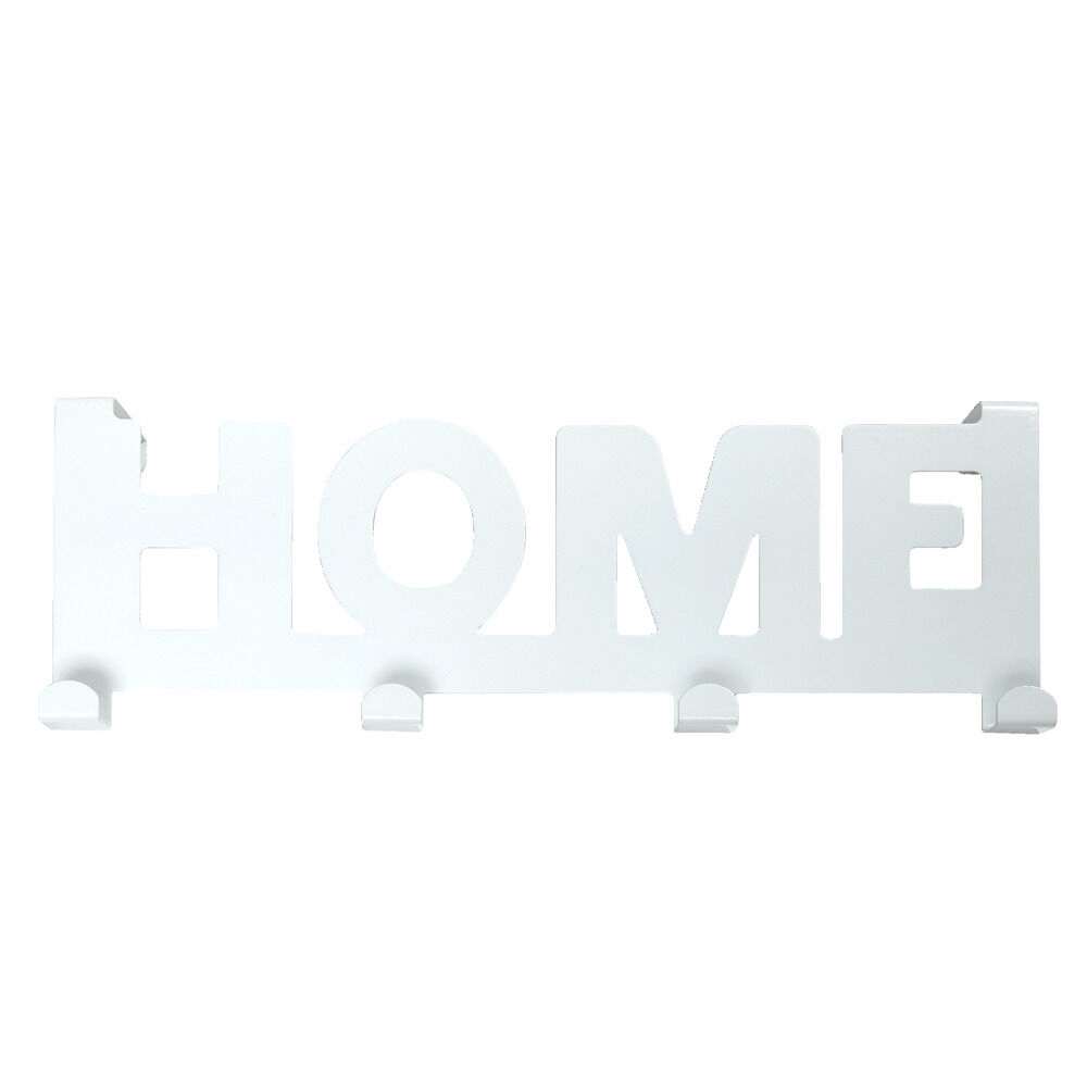Crochet de porte HOME en métal blanc ou noir 36,5x16,5cm - 2 modèles