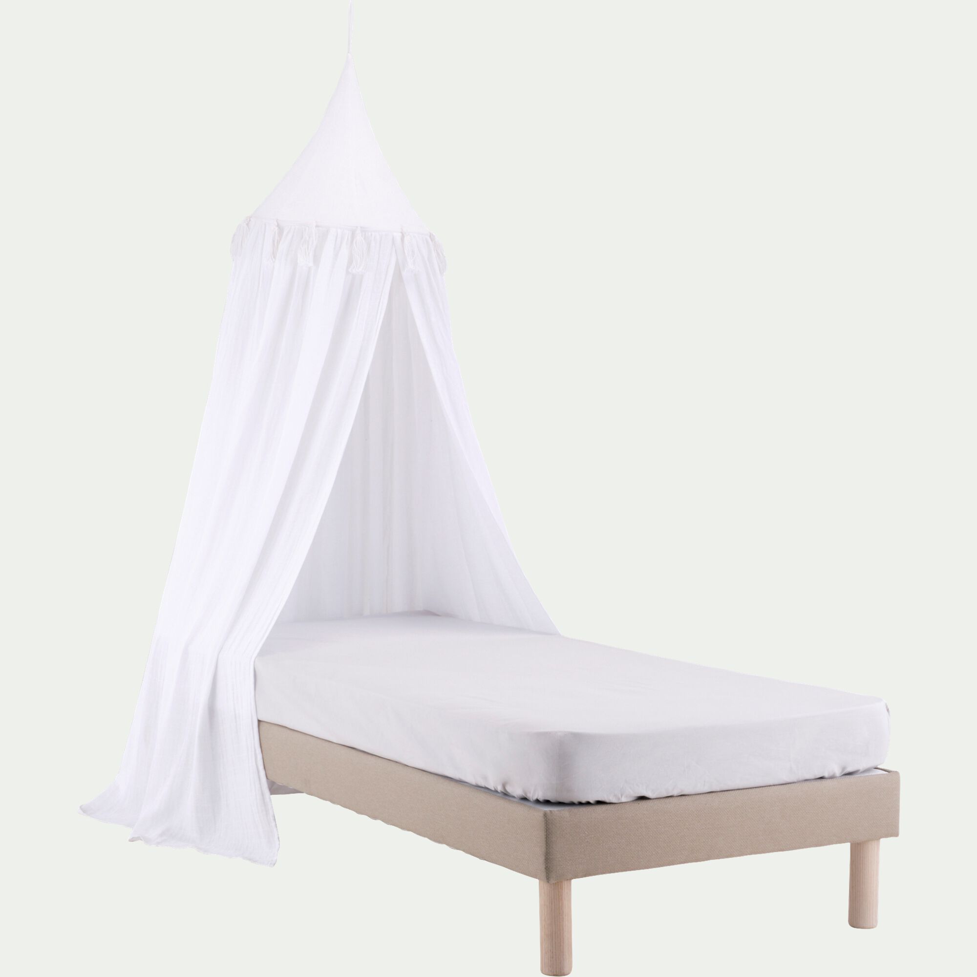 STELLA - Ciel de lit en gaze de coton H220cm - blanc