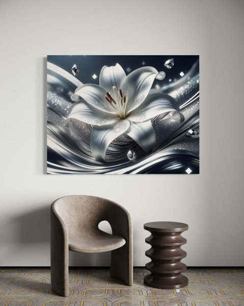 Feeby Obraz na płótnie, Srebrny Kwiat Lilii 60x40