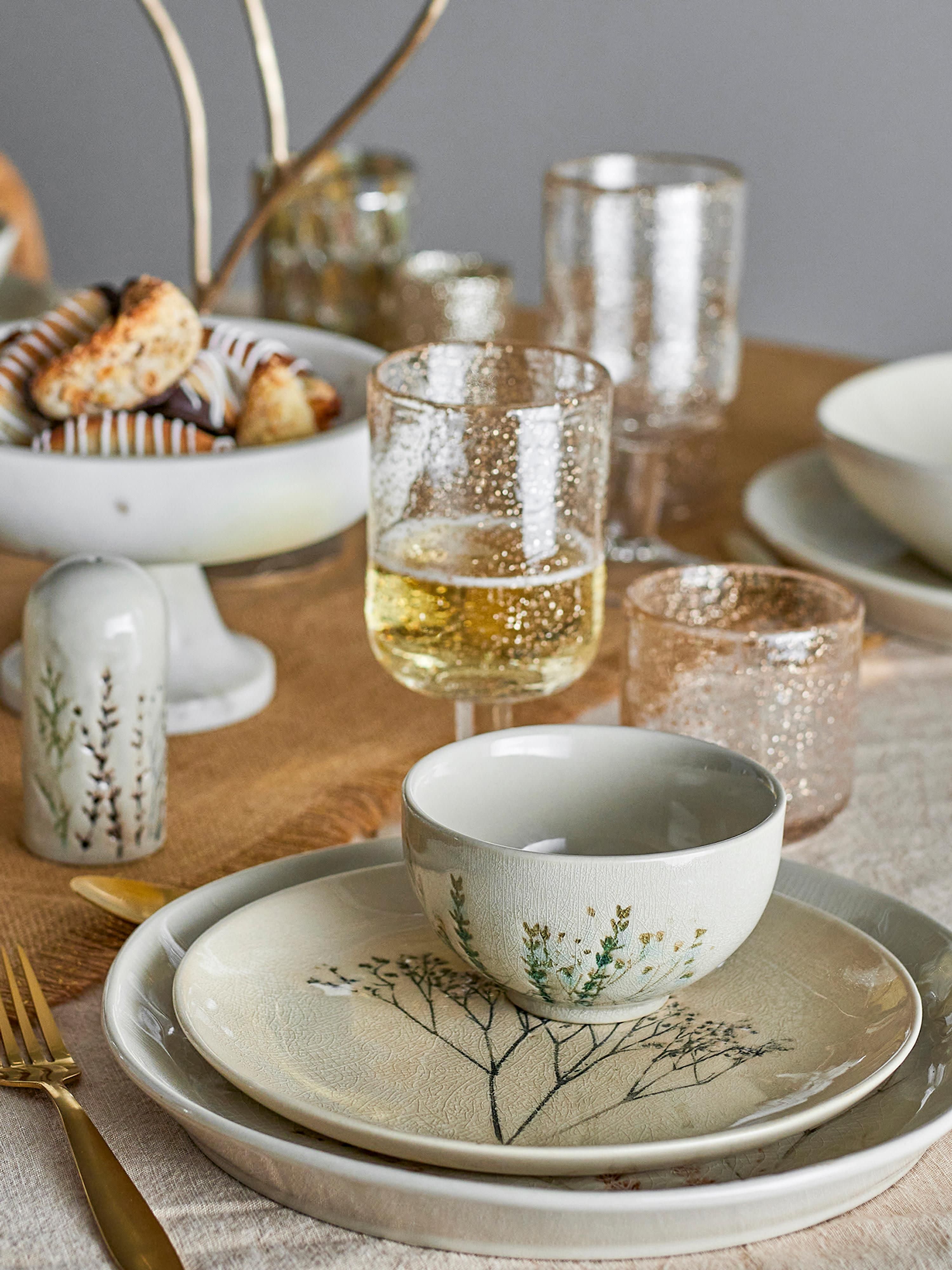 Handgemachtes Frühstücks-Set Bea mit Gräser-Motiv, 4 Personen, 12er-Set