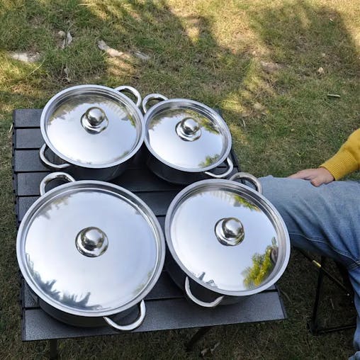 NNETM Premium 8-Piece Stainless Steel Pot Set - Heavy-Duty