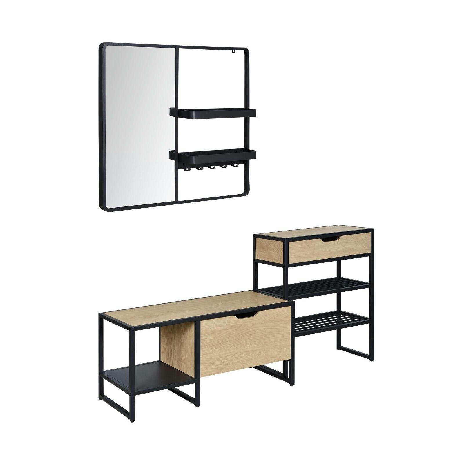 WILKO - Ensemble meubles d'entrée banc + console + miroir