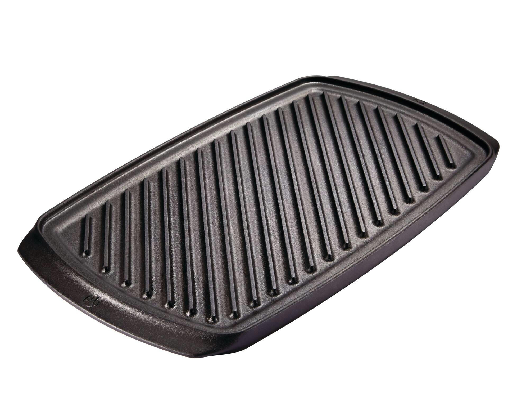 PADERNO Signature Cast Iron Reversible Grill & Griddle, BBQ & Oven Safe, Black, 50x26cm