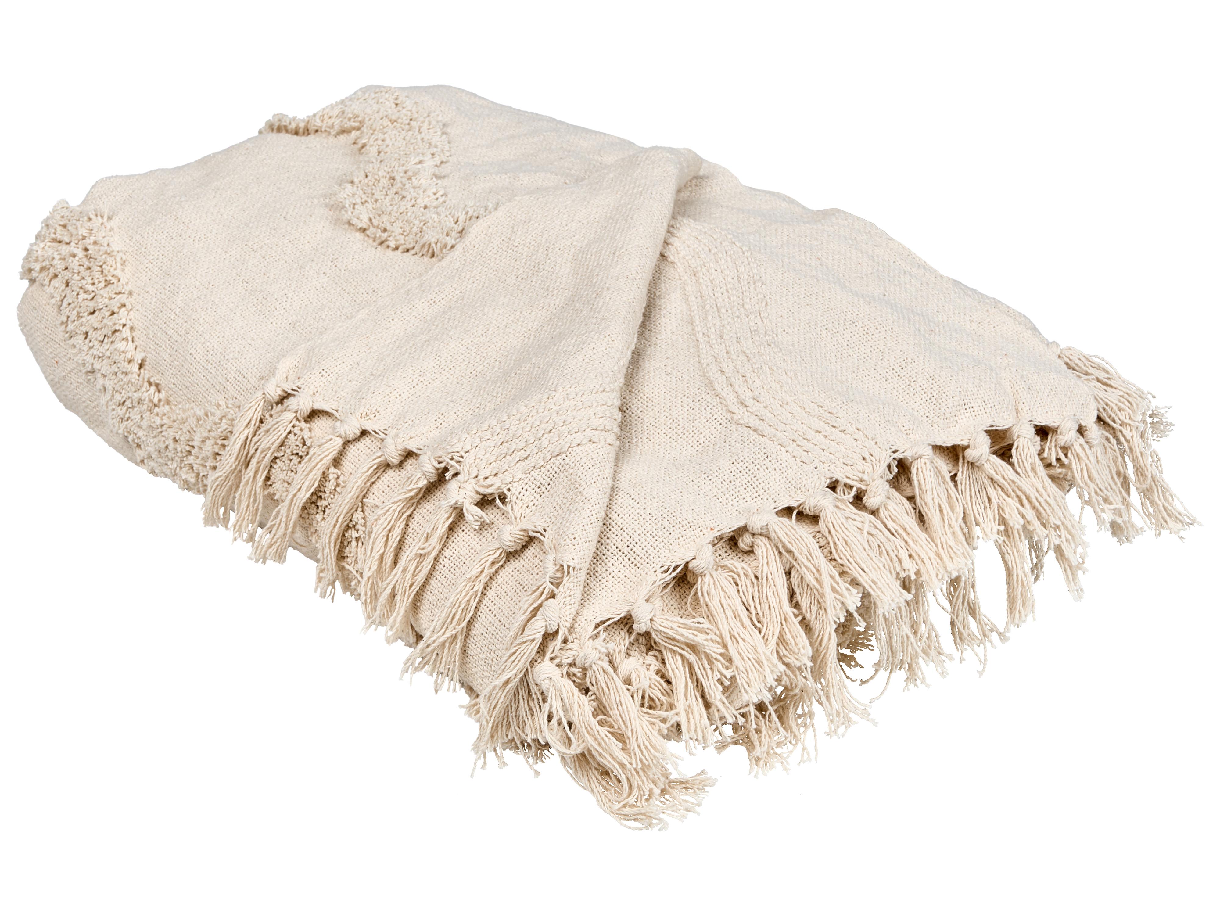 Blanket KHARI Cotton 125 x 150 cm Light Beige