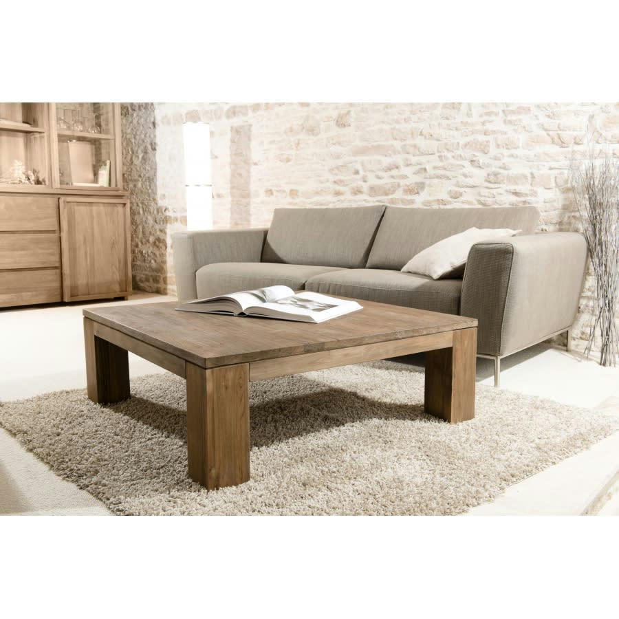 ALIDA - Table basse carrée en teck recyclé L100