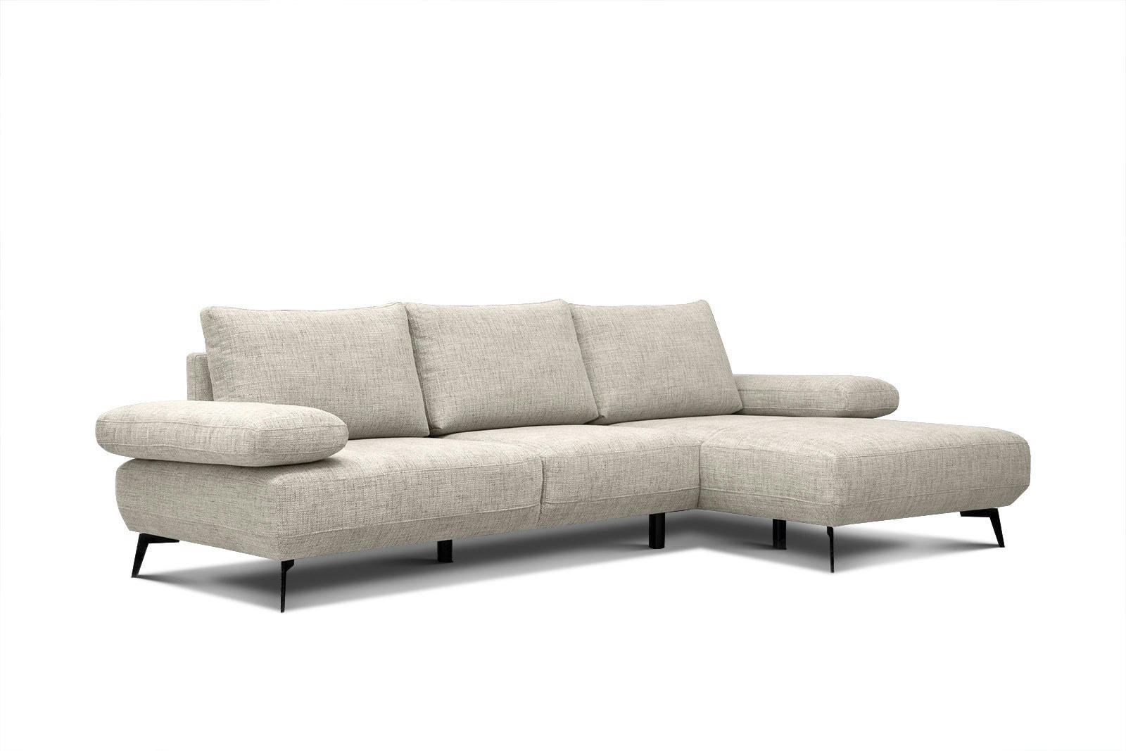 MELLO - Canapé d'angle droit 4 places tissu beige