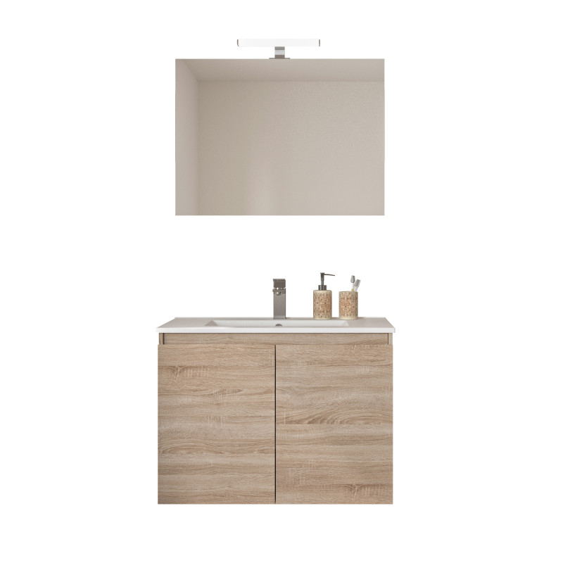 Ensemble de salle de bain Bazil avec portes chêne hamilton 80 cm ALLIBERT