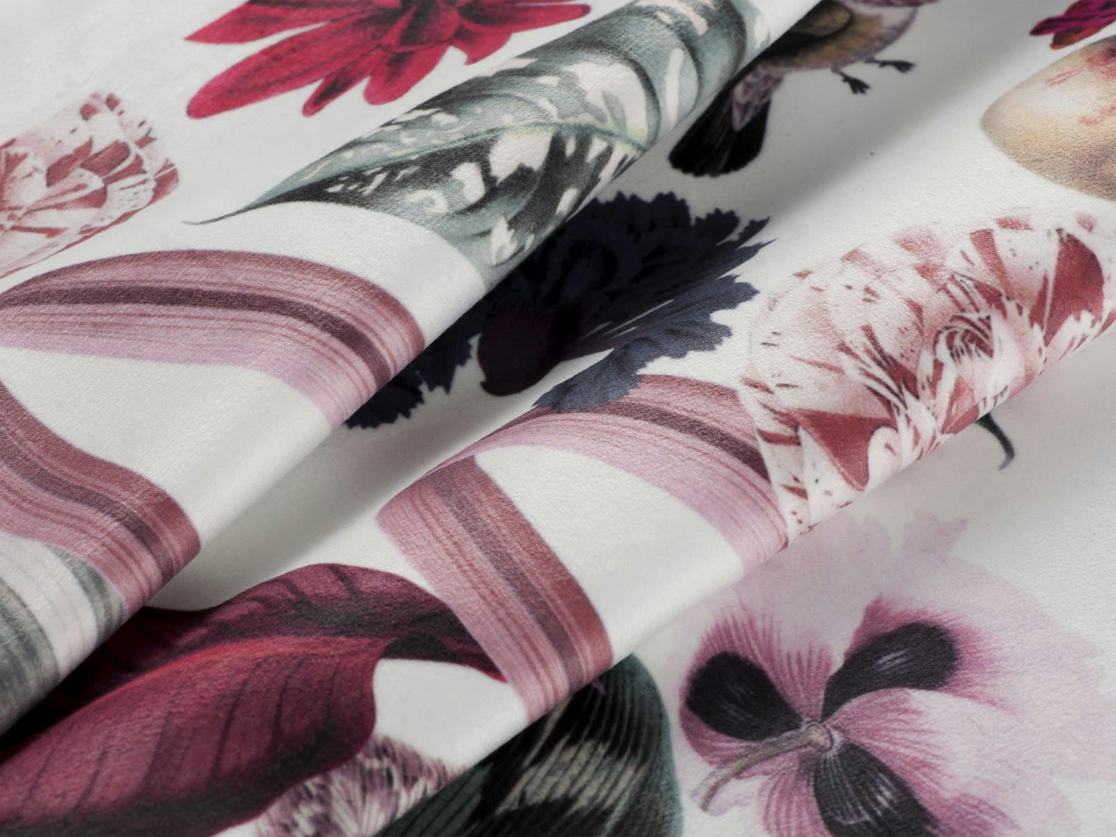 ALEXIS - Canapé D'Angle Droit 5 places en Velours Motif tropical