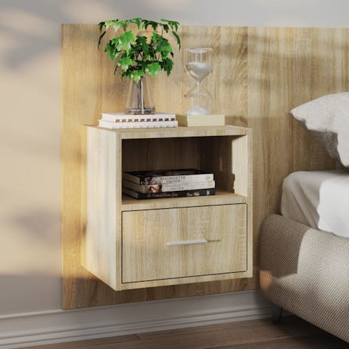NNEVL Wall-mounted Bedside Cabinets 2 pcs Sonoma Oak