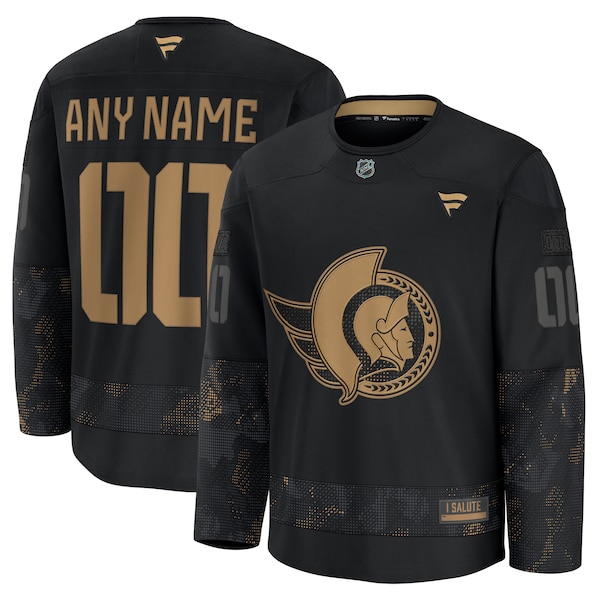 Ottawa Senators  2024 Military Appreciation Personalized Long Sleeve Practice Jersey - Black