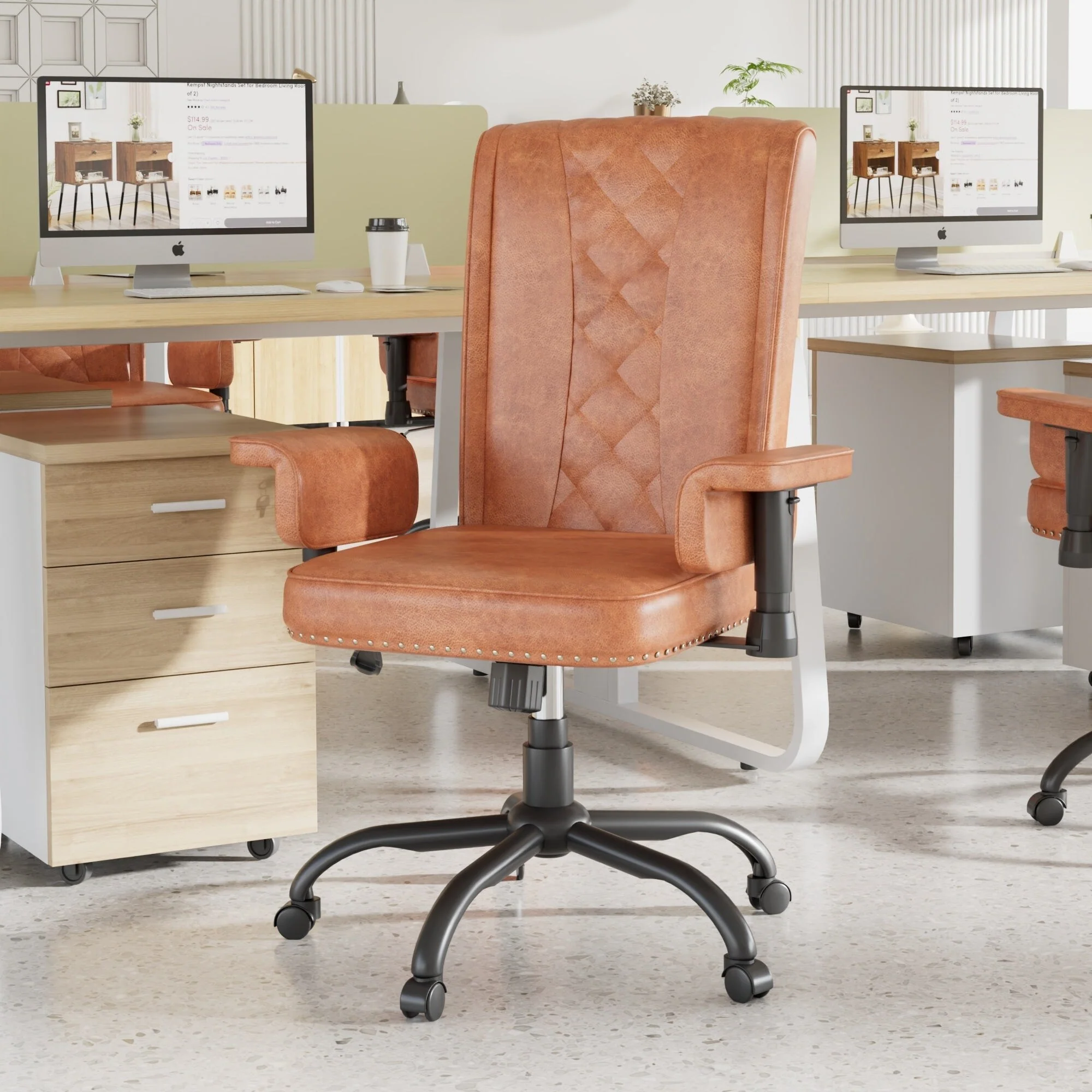 Adjustable Home Office Desk Chair, Desk Chair Executive Office Chair Computer Chair Ergonomic Mid Back with 360° Swivel