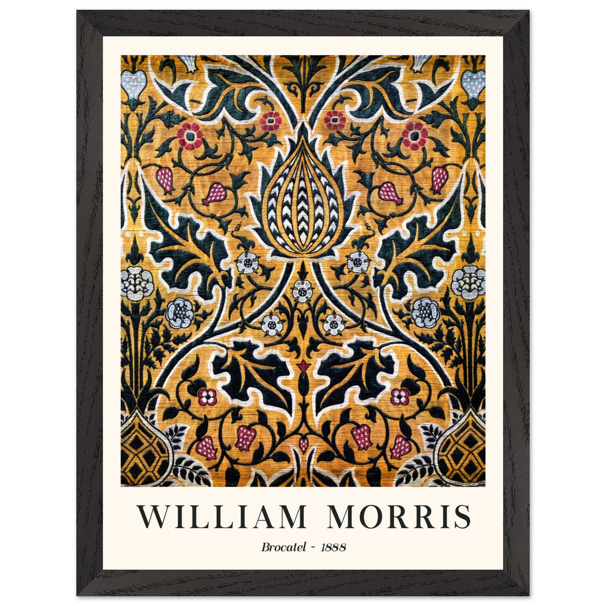 Artfulprints Poster met Lijst William Morris - Brocatel 1888  - 30x40 cm - Goud