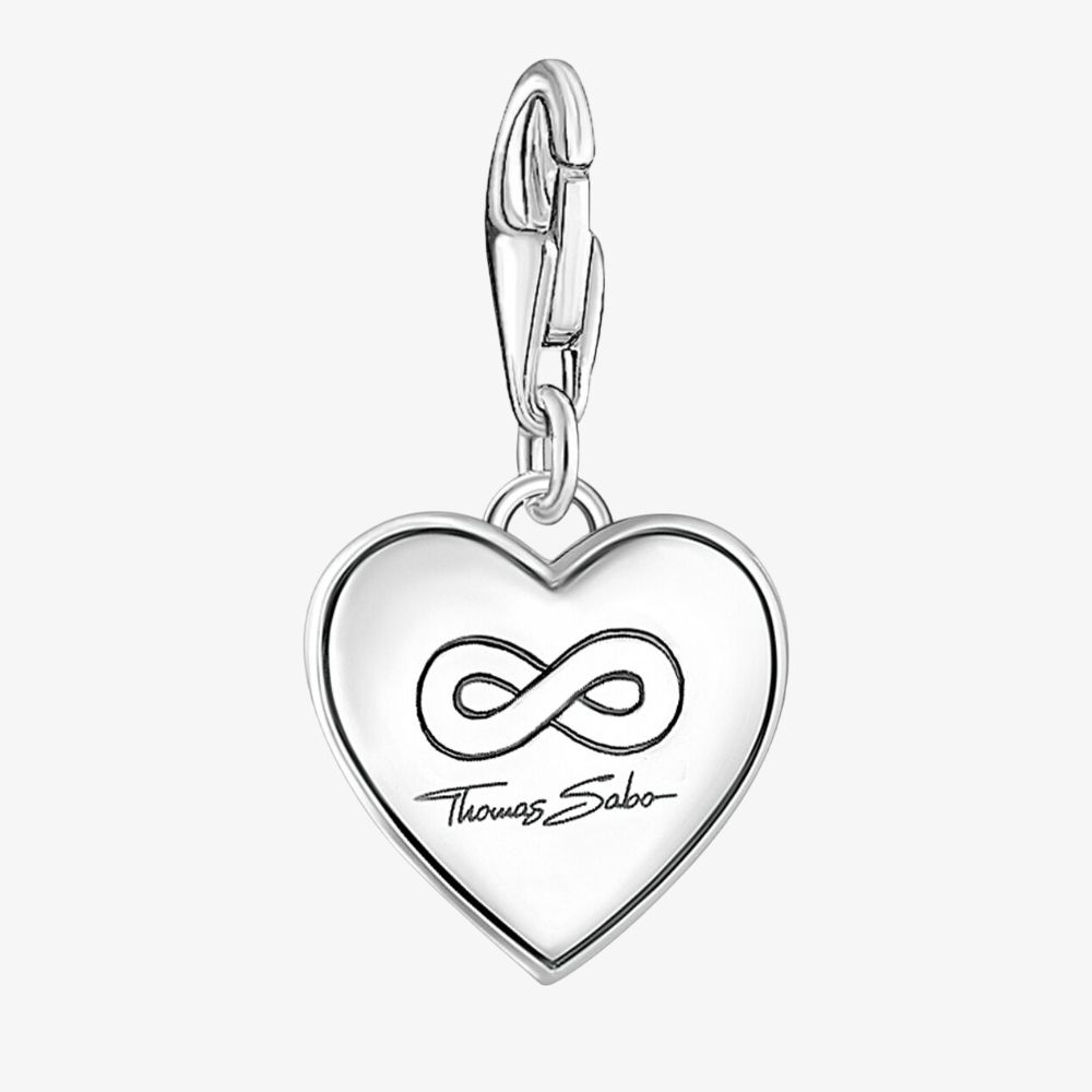 THOMAS SABO As We Love Silver Cubic Zirconia You & Me Heart Dropper Charm 2206-691-7