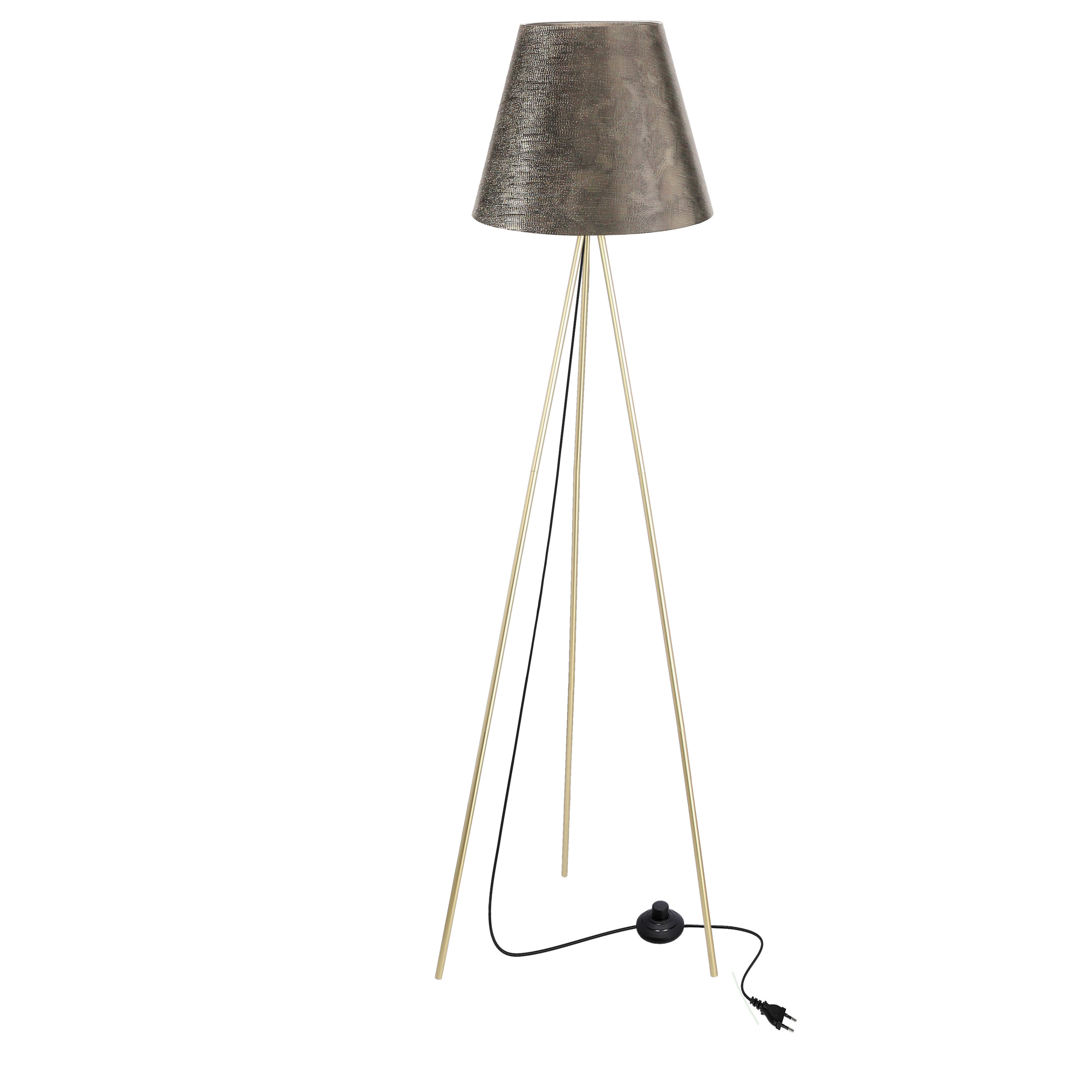 Lampa podłogowa PLATINO złoty 1x40w e27 abażur złoty