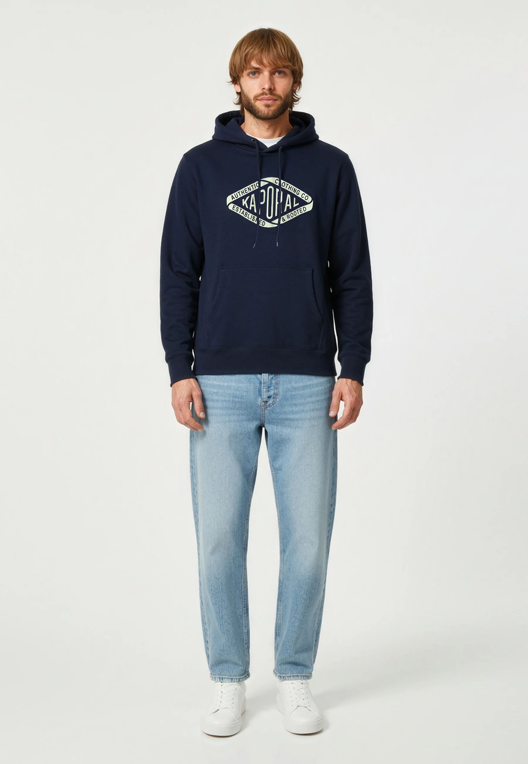 Sweat à capuche regular bleu marine coton polyester BENNI