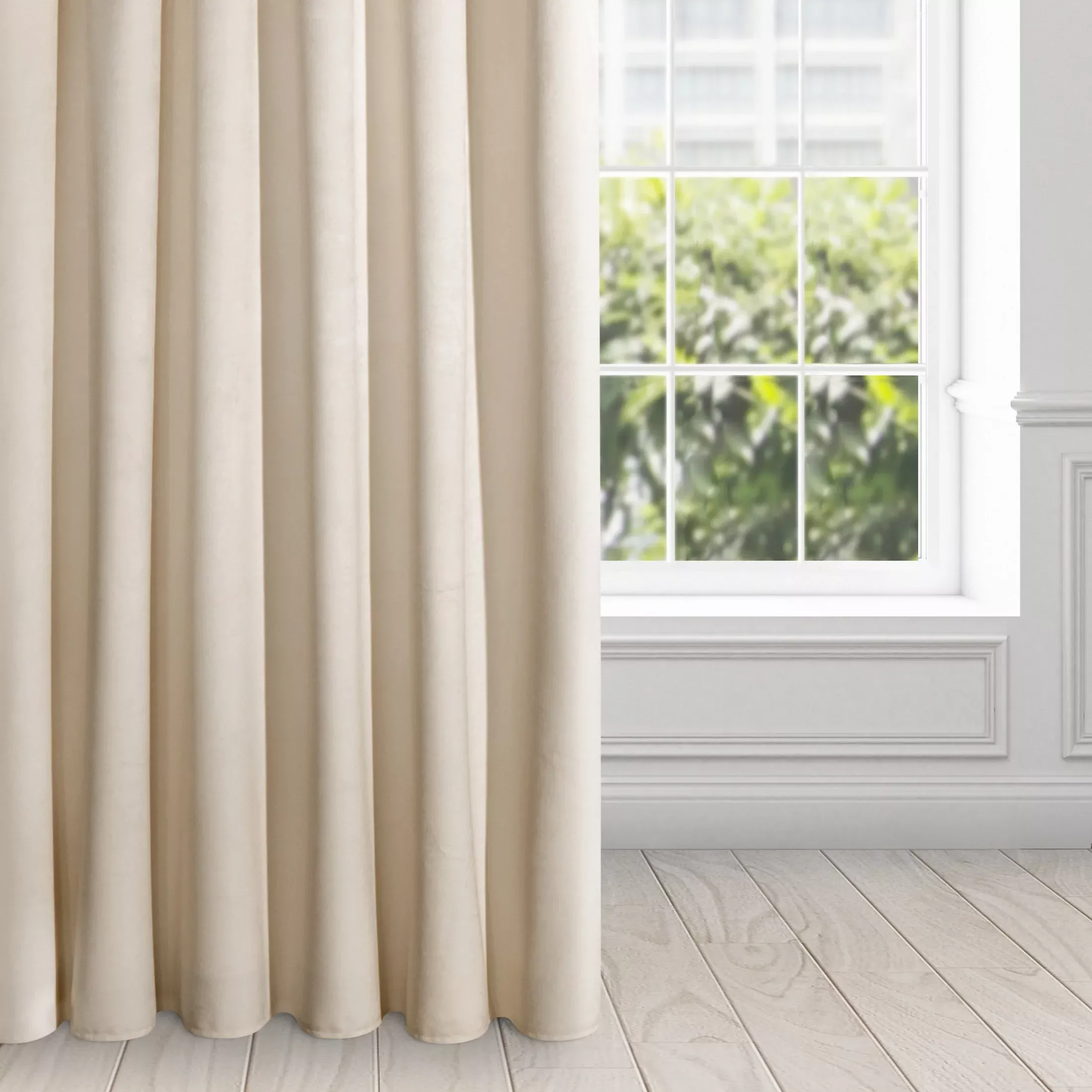Zasłona beżowa z ekskluzywnego aksamitnego welwetu 290 g/m2 140x270 cm taśma - RIA - Diva Line