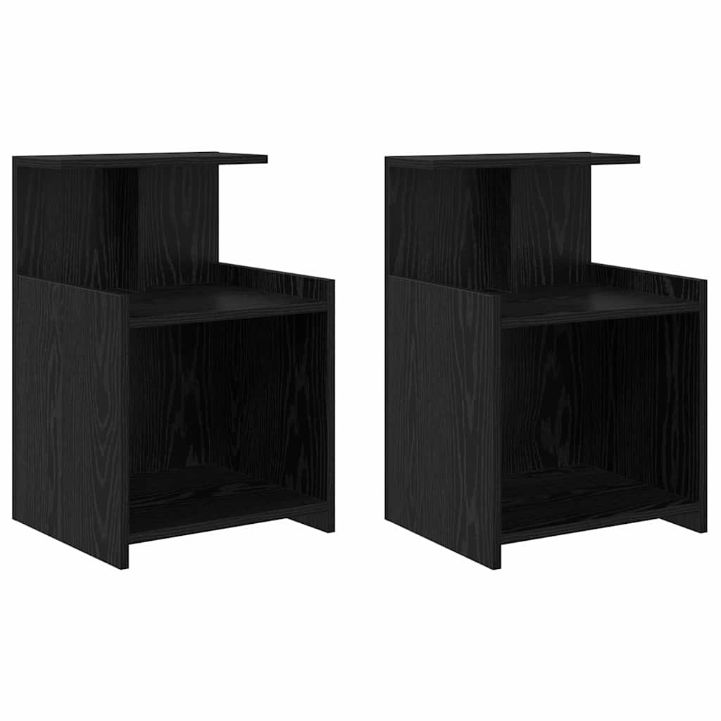 2x Szafka Nocna Czarna Komoda Stolik Półka Nocna Do Sypialni 40 x 35 x 60