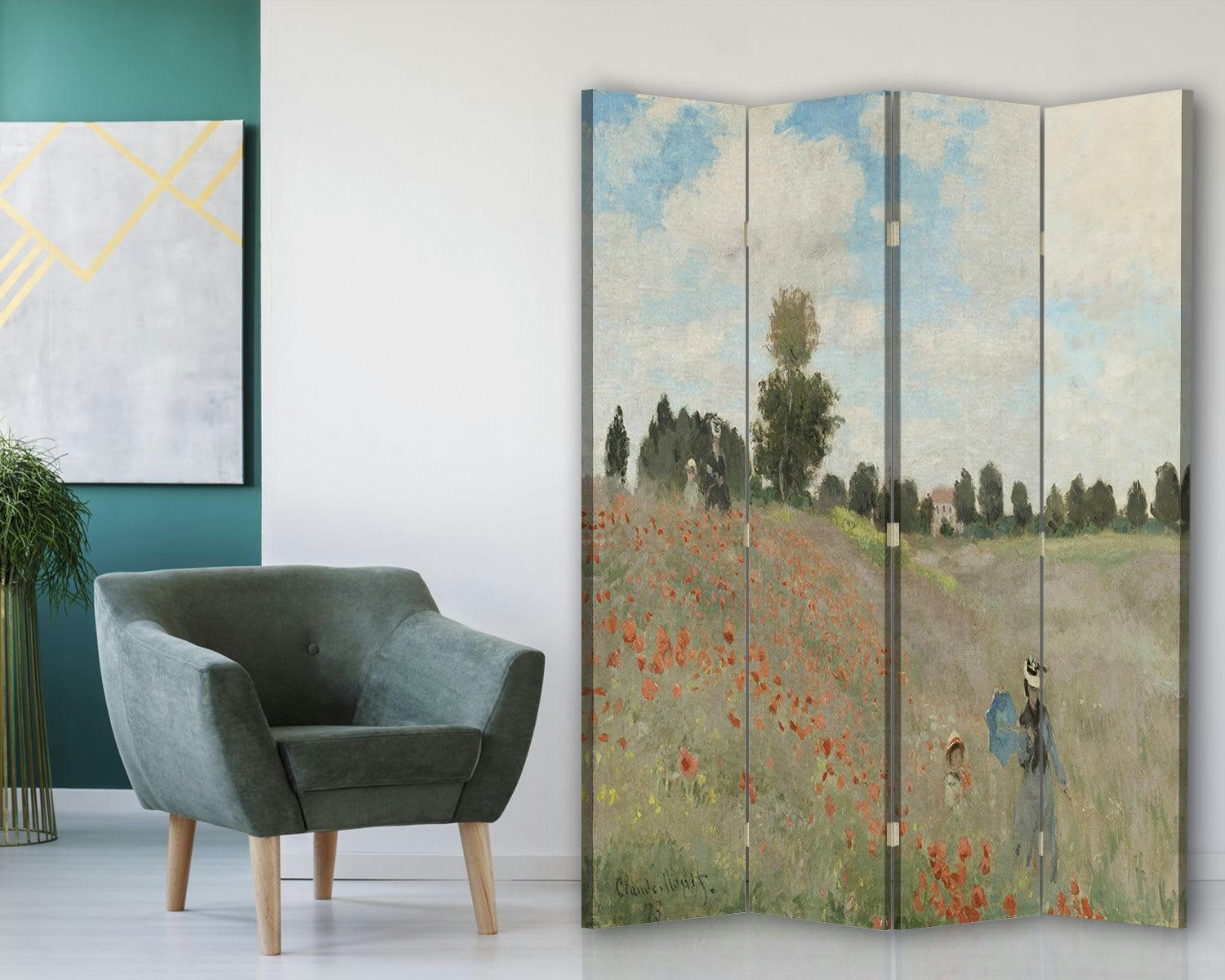 - Paravent Le Champ des Coquelicots - Claude Monet 145x180cm (4 volets)
