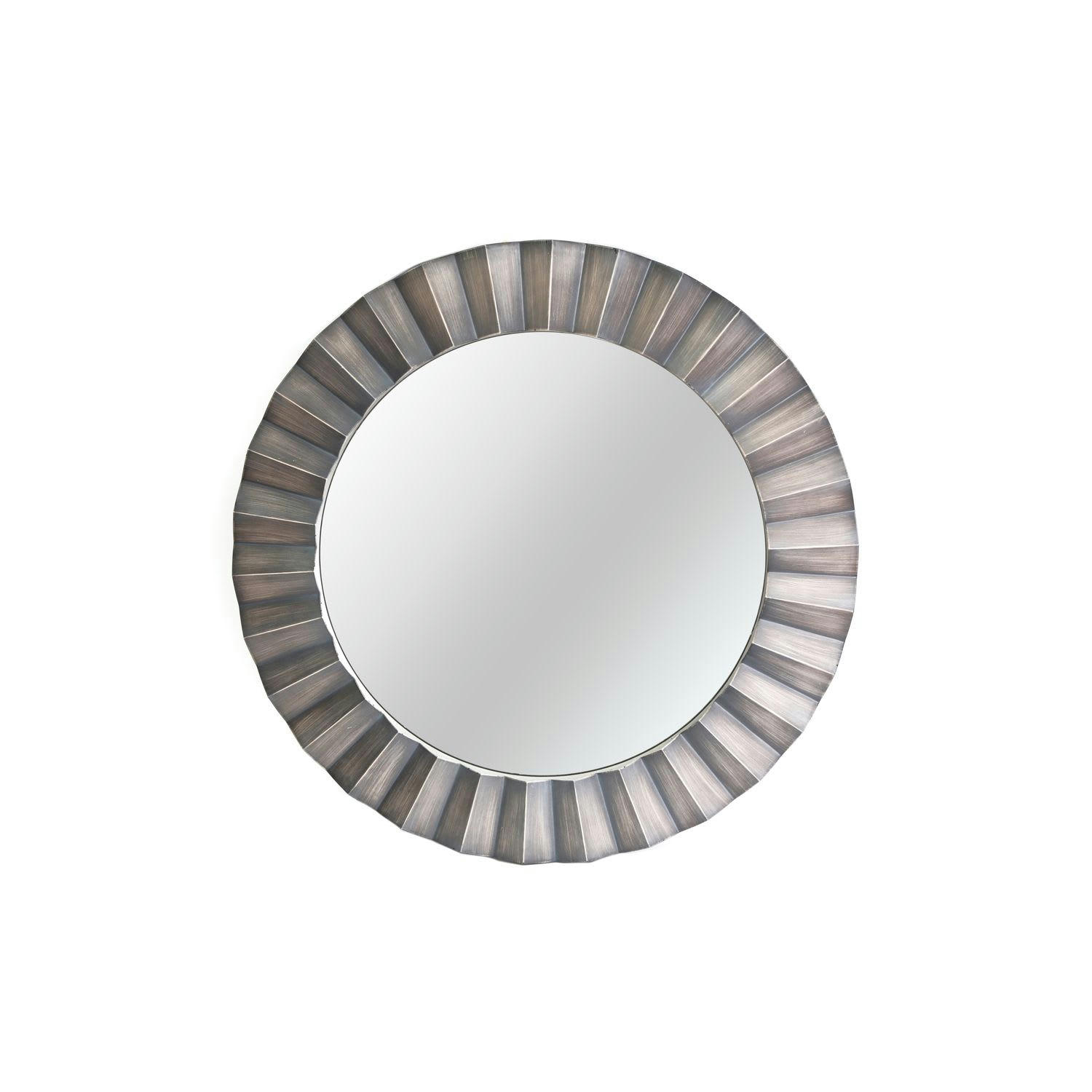 FLORA - Miroir rond en métal design flora diam. 80 cm gris/taupe