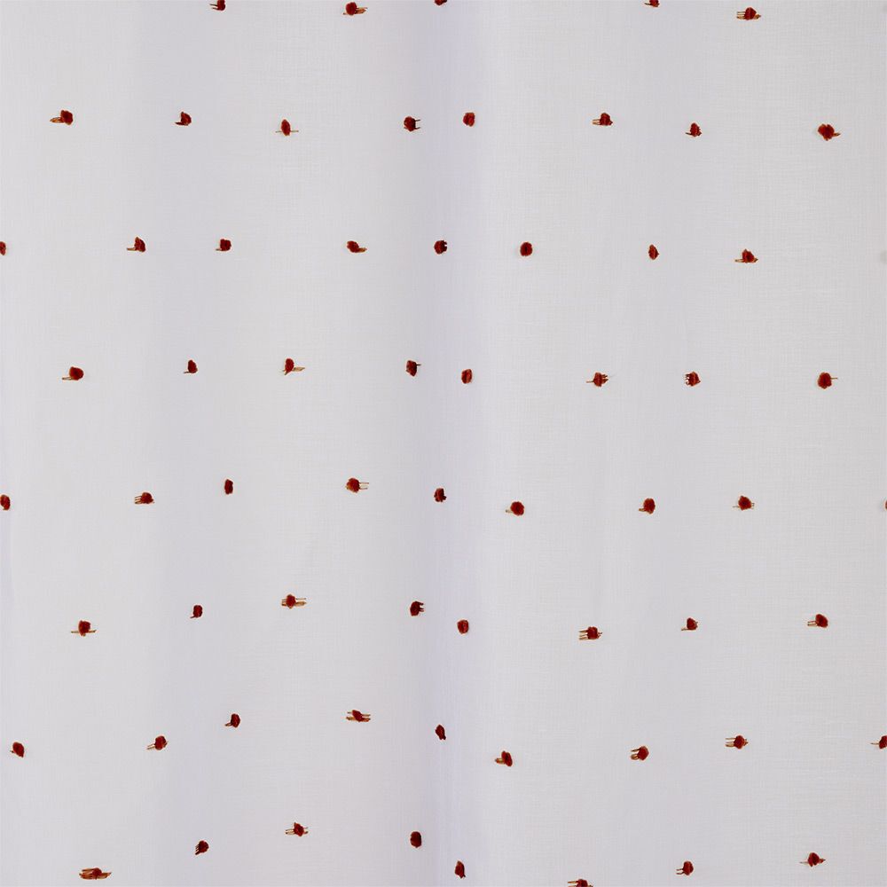 Voilage polyester à pompon 140x240cm blanc et orange