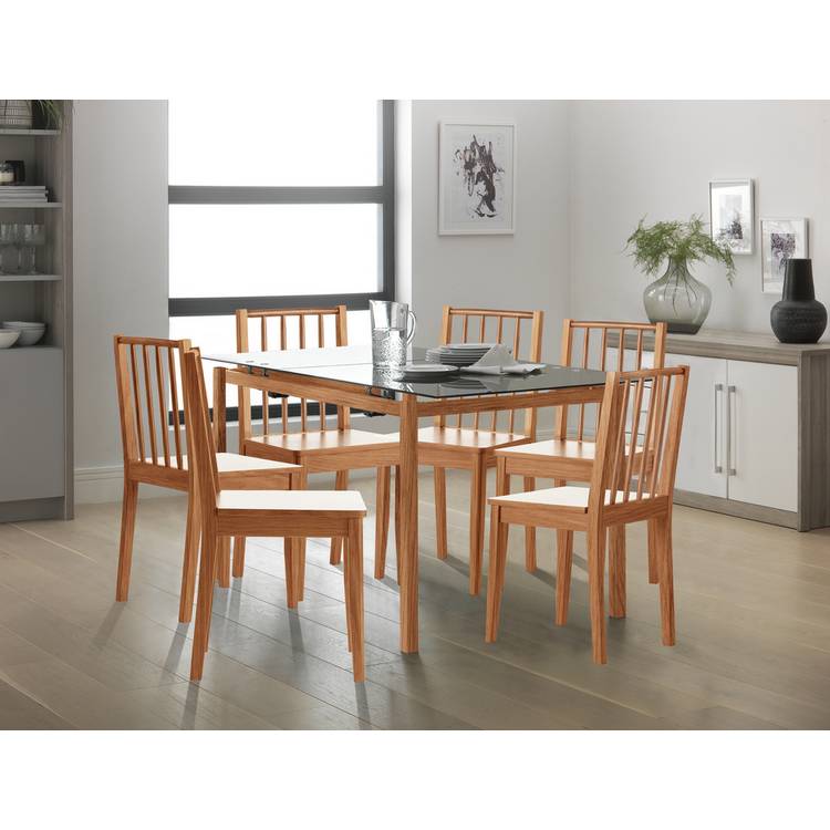 Habitat 6 Nel Solid Wood Spindle Chairs - Black