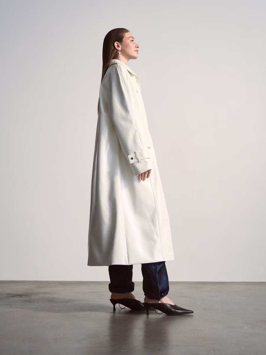 Longline Faux Leather Coat