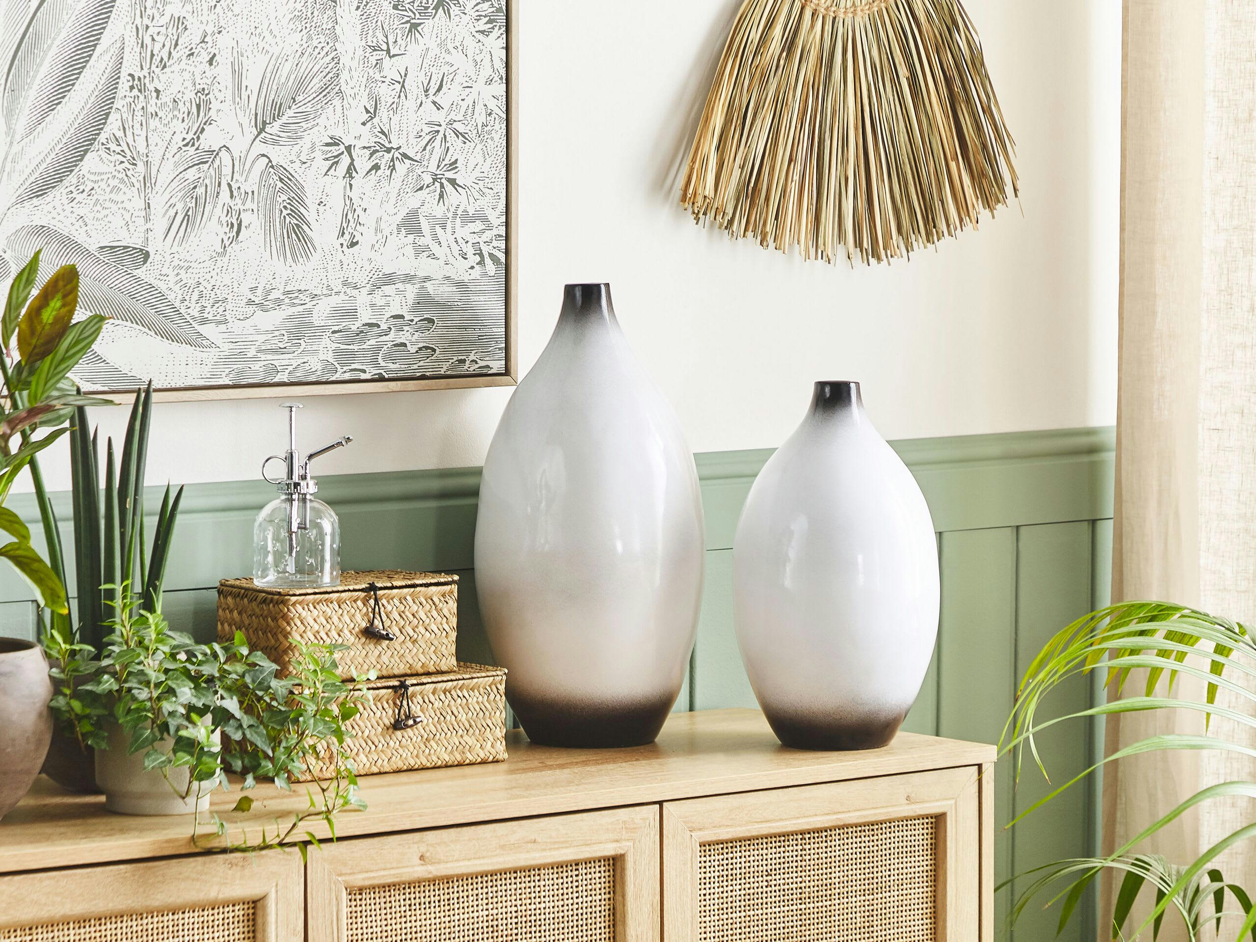 BAEZA - Vase décoratif en terre cuite blanc H36