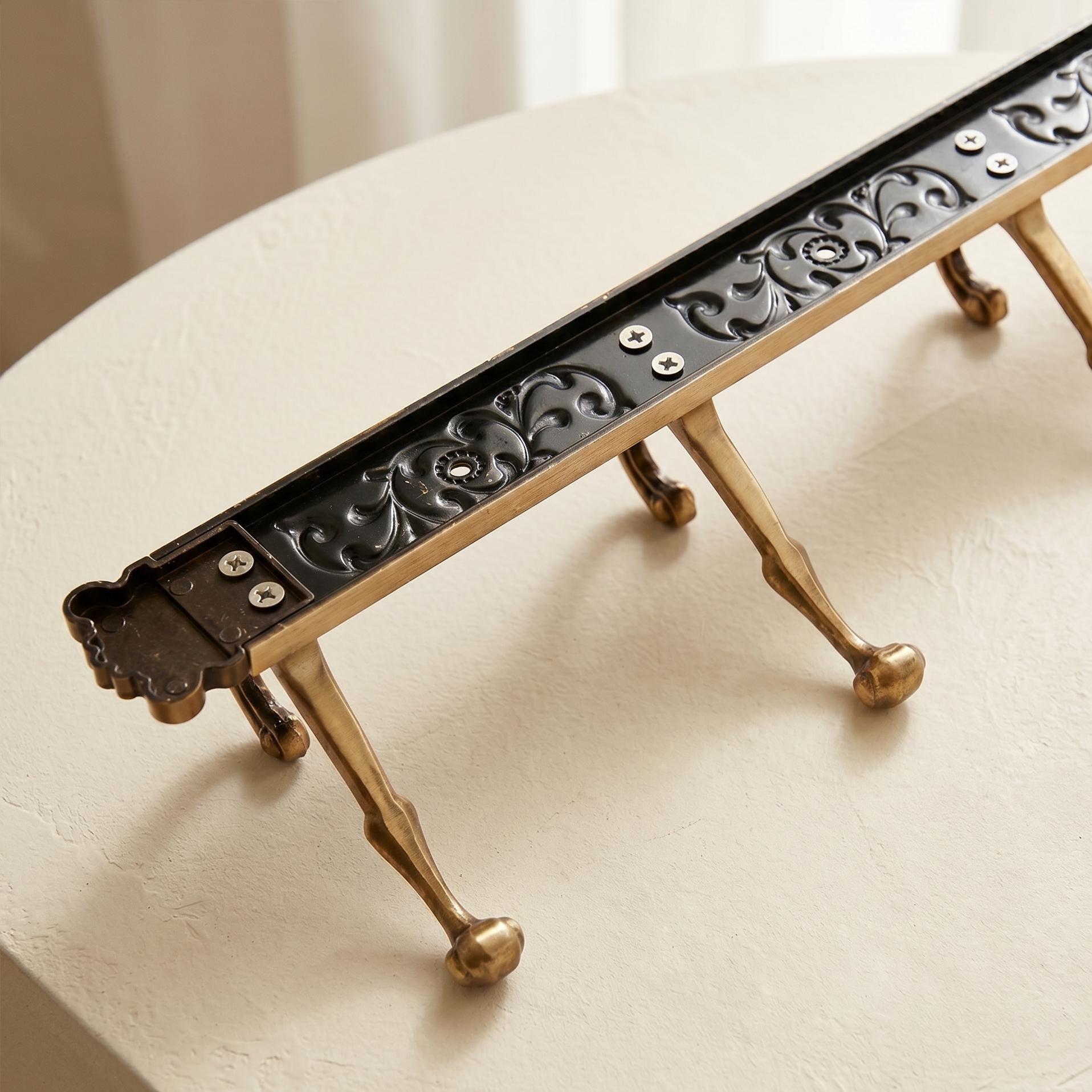 Vintage Design Bathroom Towel Hanger – Wall Mounted Space Aluminum Robe and Coat Holder with Decorative Scrollwork and Multiple Hooks