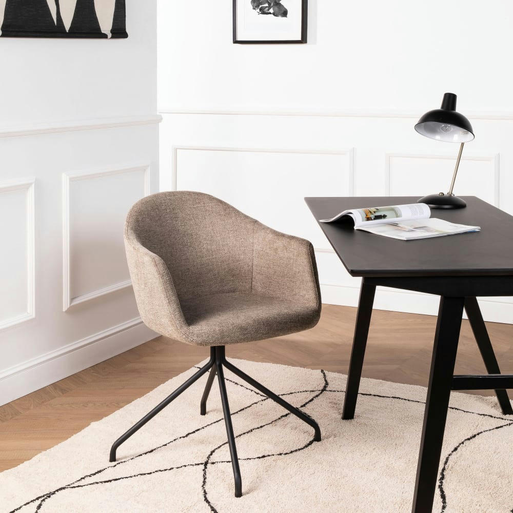 KOOIJ - Chaise de bureau en tissu et métal taupe