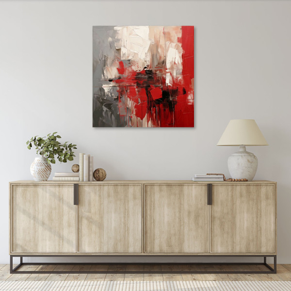 Feeby Obraz do salonu, Abstrakcja Nowoczesna Czerwień 30x30