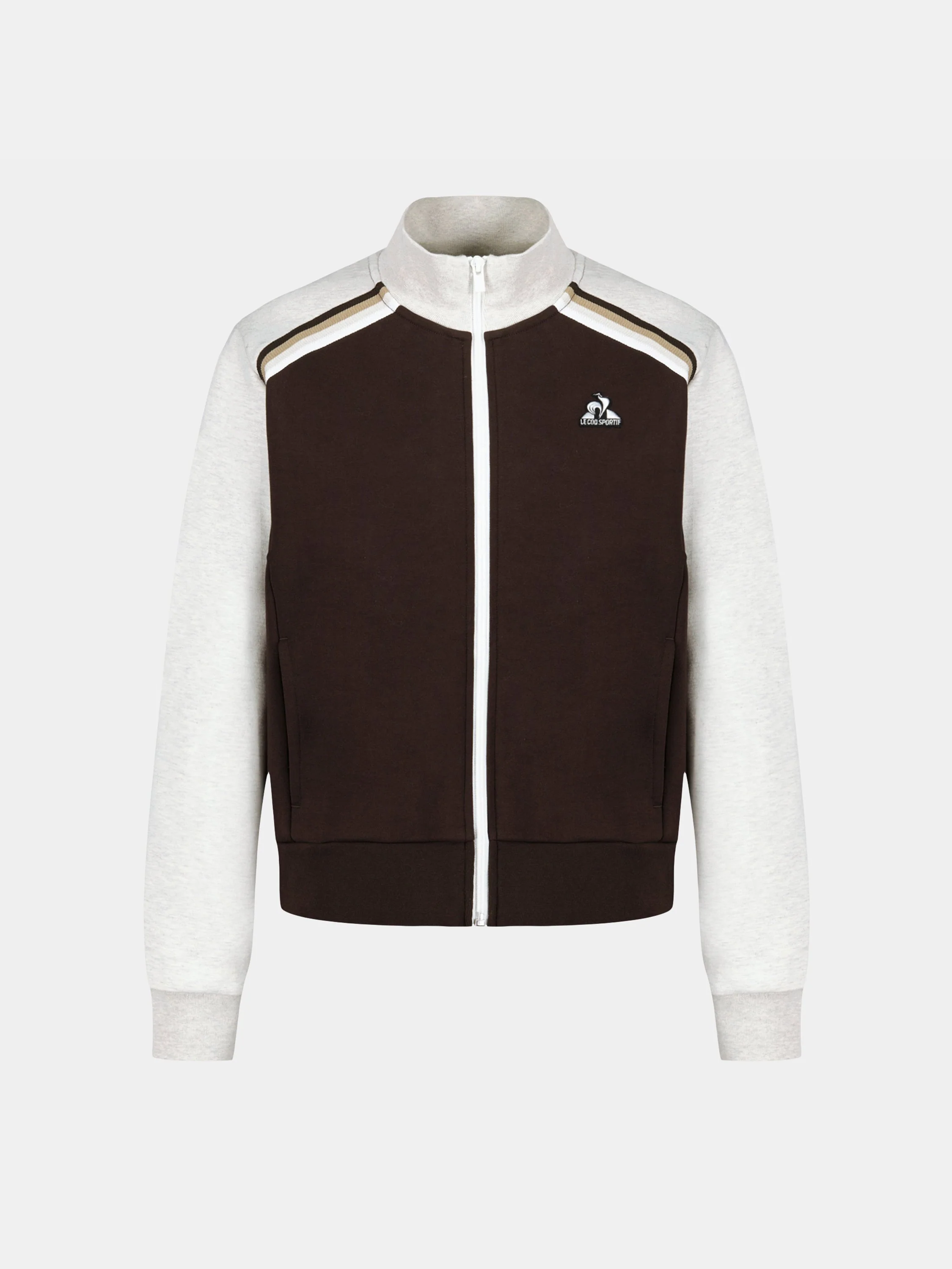 Veste zippée double face bicolore et bandes épaules tricotées