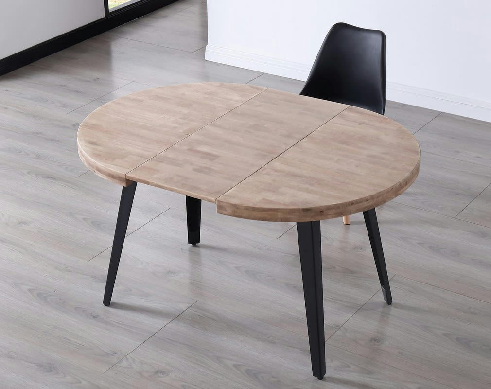 MATIKA - Table repas ronde extensible bois marron
