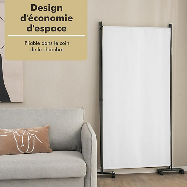 Paravent Séparation Pliant avec Roulettes-Cadre en Métal-Idéal pour Maison,Bureau,Hôpital,225x173CM,4 Panneaux,Café