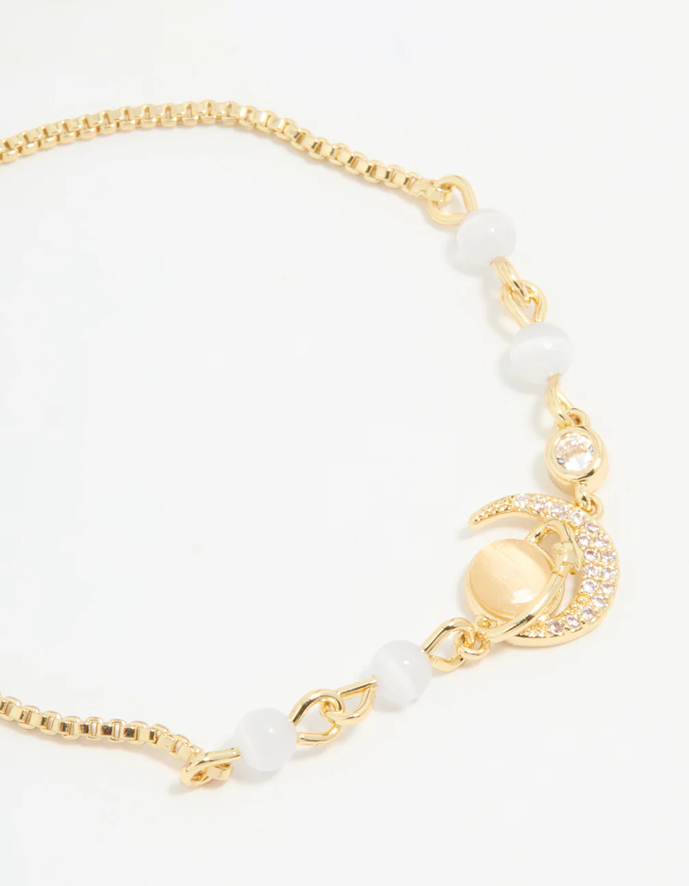 Gold Plated Cubic Zirconia Quartz Celestial Toggle Bracelet