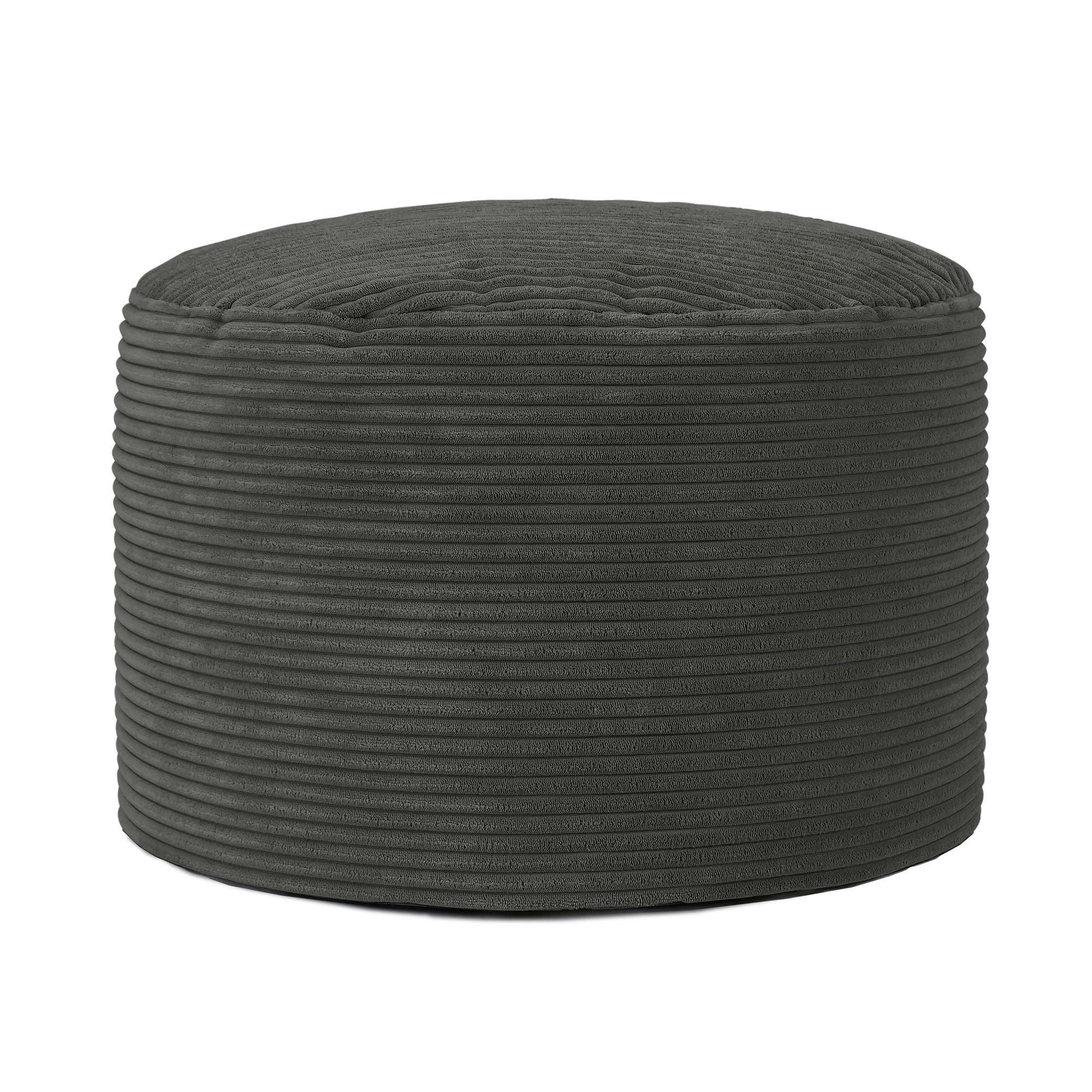 - Pouf velours côtelé gris anthracite