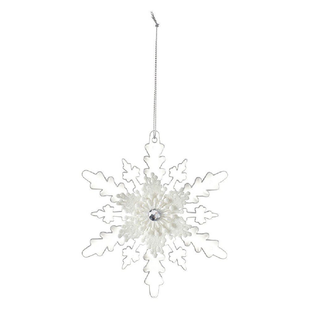 Suspension de No&euml;l Flocon blanc transparent