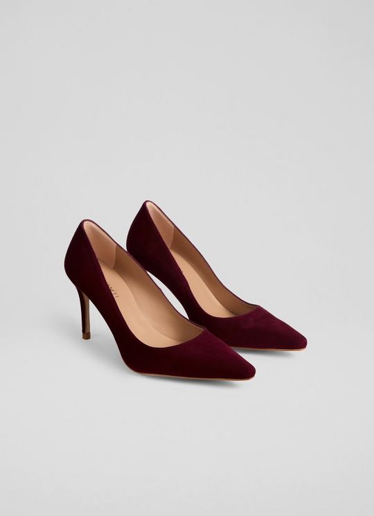 New Floret Burgundy Red Suede Heel Courts
