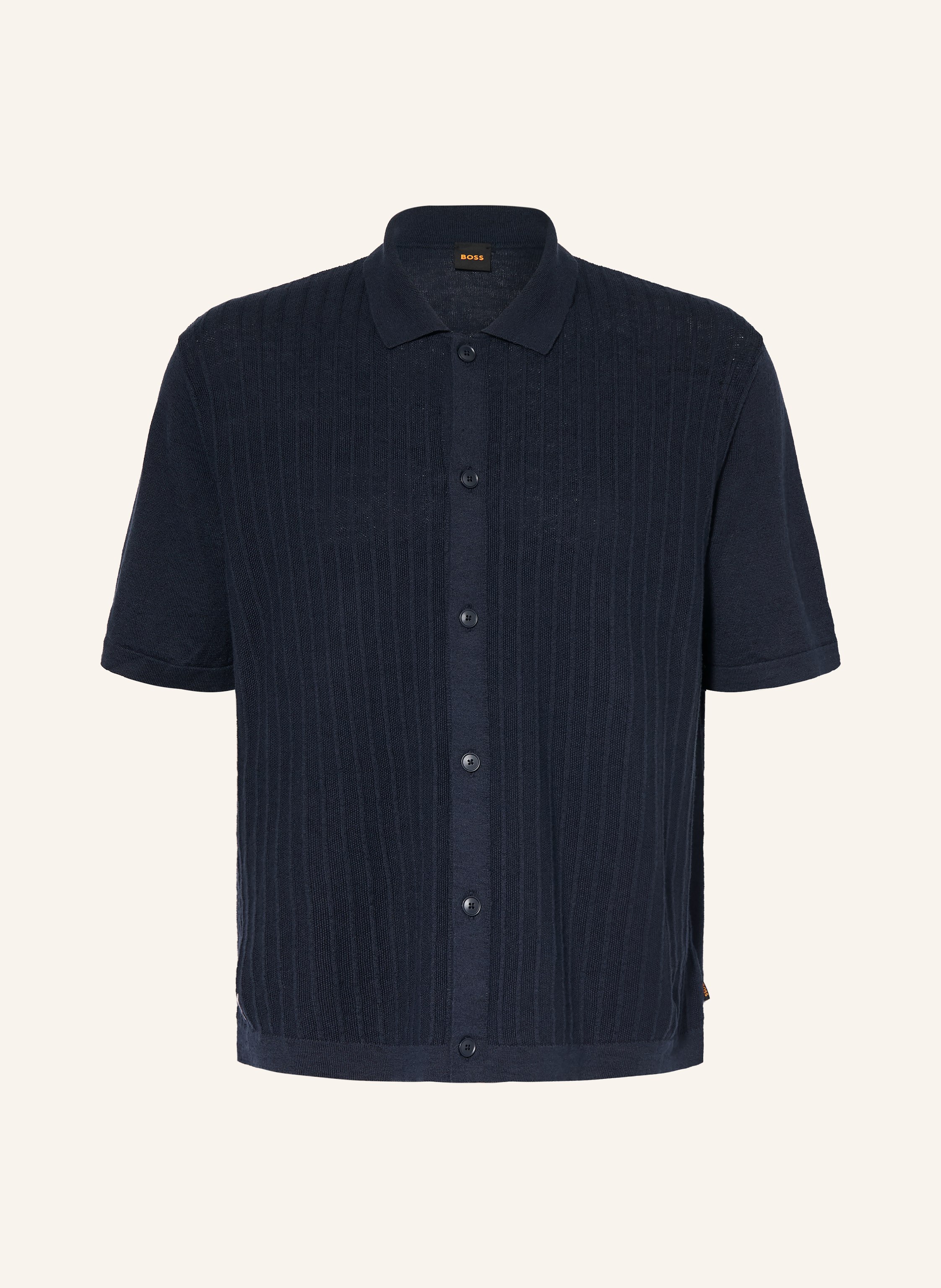 BOSS Strickhemd AMICINO Comfort Fit mit Leinen