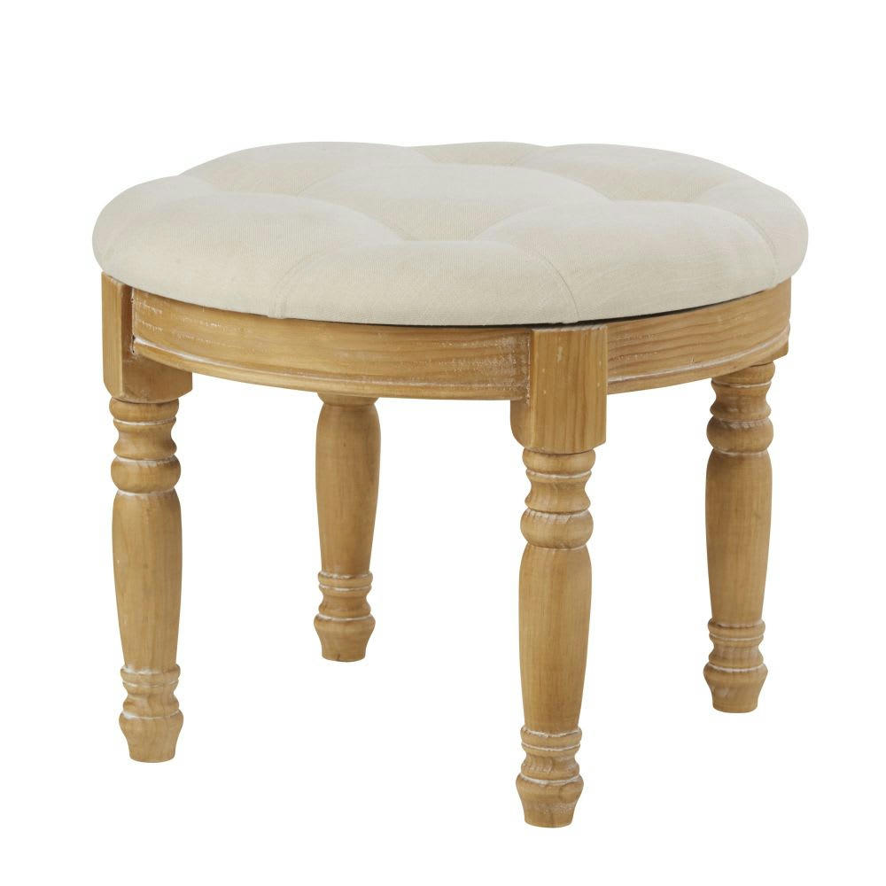 ARTHUR - Tabouret capitonné beige