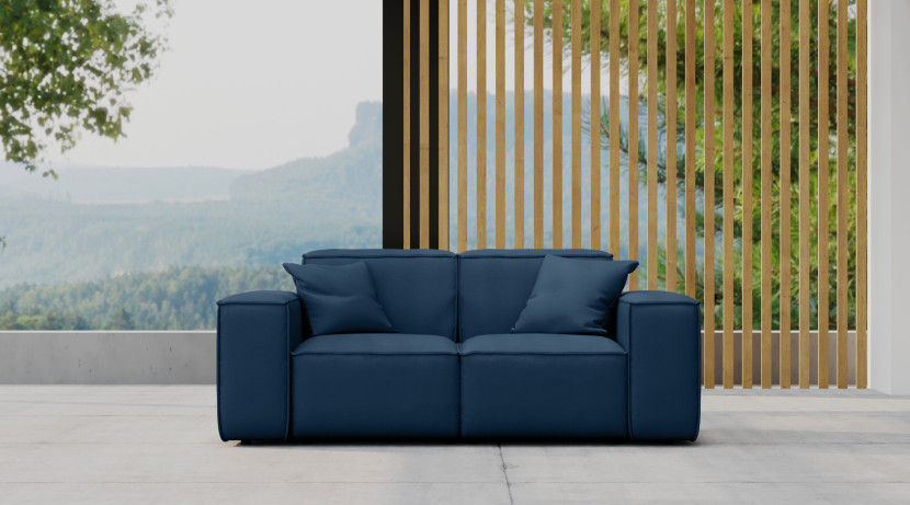 Sofa ogrodowa dwuosobowa MALIBU na taras, tkanina Odyssey, Granatowy